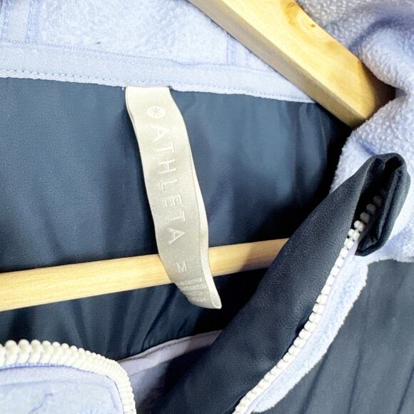 Athleta‎ Zion Microfleece Pullover Hoodie Womens M Blue Colorblock - Picture 5 of 8